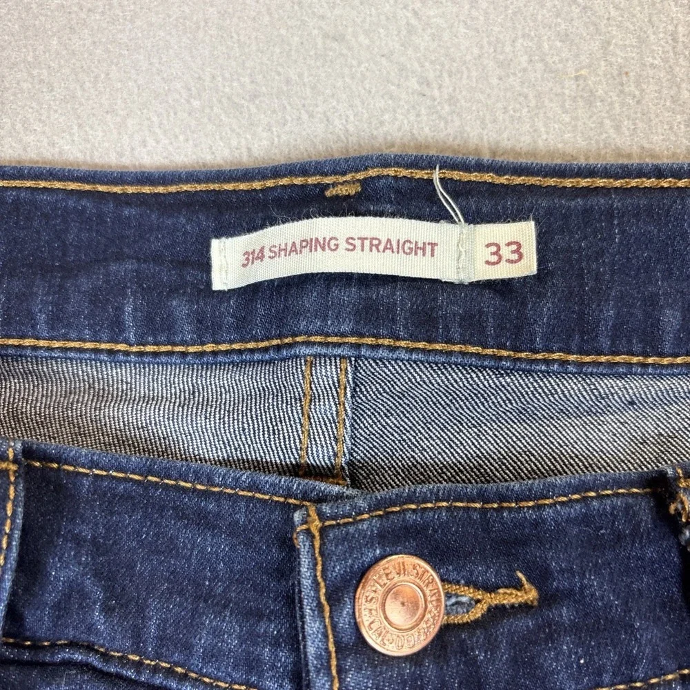 Levi Strauss 314‎ Shaping Straight Dark Denim Jeans Women 33X31